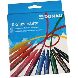 Glitrové fixy Donau, sada 10 barev