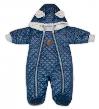 Zimní kojenecká kombinéza s kapucí Bear Club, granát; 56 (1-2m)