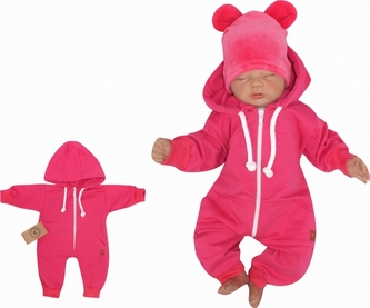 Z&Z Dětský teplákový overálek s kapucí, amarant, vel. 92; 92 (18-24m)