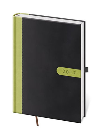 Diář 2017 - Bora/týdenní A5 černo/zelená