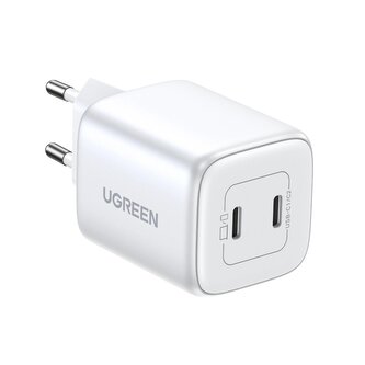 Szybka ładowarka GaN 2 x USB-C 45W QC PD Ugreen CD294 - biała Szybka ładowarka GaN 2 x USB-C 45W QC PD Ugreen CD294 - biała
