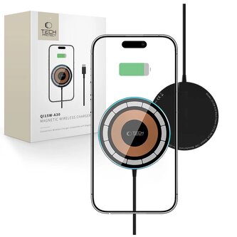 Ładowarka Tech-Protect QI15W-A30 indukcyjna z MagSafe z kablem USB-C - czarna