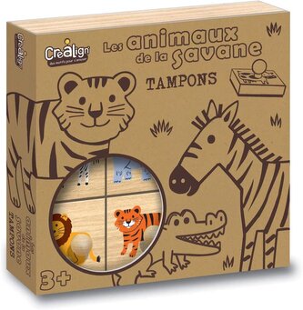 Drevené pečiatky s úchytkami Savana 9 ks