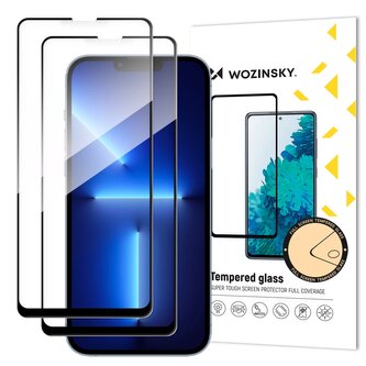 Wozinsky zestaw 2x super wytrzymałe szkło hartowane Full Glue na cały ekran z ramką Case Friendly iPhone 14 Plus / 13 Pro Max czarny