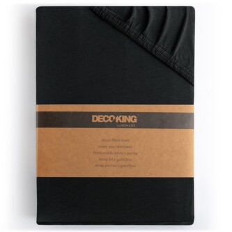 Bavlněné jersey prostěradlo s gumou DecoKing Amber černé, velikost 160-180x200+30