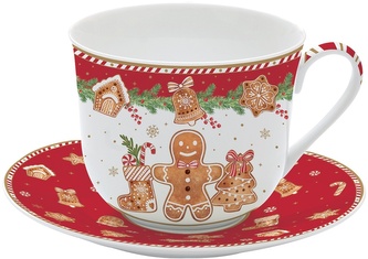 Porcelánový šálek a podšálek Fancy Gingerbread
