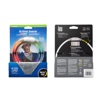 Nabíjecí LED bezpečnostní svítící obojek se šátkem Nite Ize NiteHowl Bandana- Disc-O Select GREY