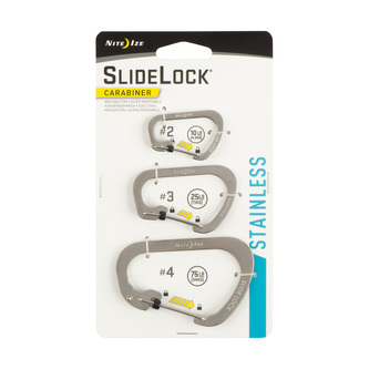 Nite Ize SlideLock Stainless Steel Ocelová karabina s pojistkou COMBO 3 pack nerez