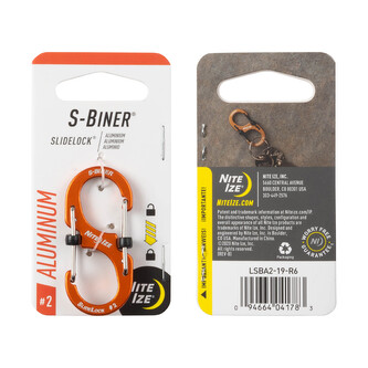 Nite Ize S-Biner SlideLock Hliníková oboustranná karabina s pojistkou #2 oranžová