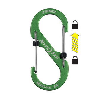 Nite Ize S-Biner SlideLock Hliníková oboustranná karabina s pojistkou #4 zelená LIME