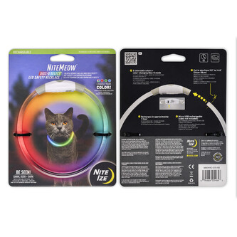 Nabíjecí LED bezpečnostní obojek Nite Ize NiteMeow™ Rechargeable LED Safety Necklace - Disc-O Select™