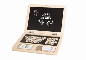 Drevený notebook s tabuľou