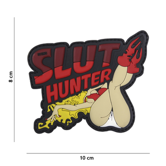 Gumová nášivka 101 Inc nápis Slut Hunter - červená