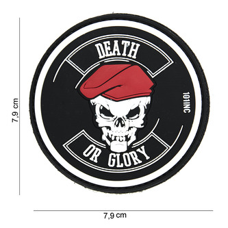 Gumová nášivka 101 Inc nápis Death or Glory - černá