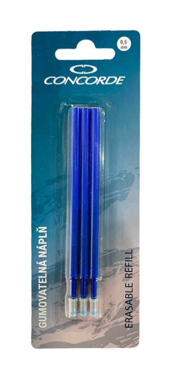 Náplň do gumovatelného pera s motivem CONCORDE, modrá, 0,5mm/3ks