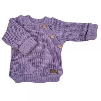 Pletený svetřík pro miminko s knoflíčky Lovely, prodloužené náplety, lila, 56/62; 56/62 (0-3m)