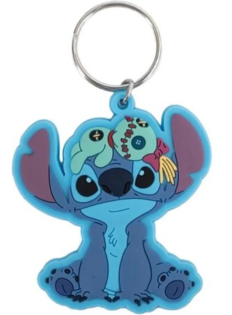 Pryžový přívěsek na klíče Disney|Lilo & Stitch: Stitch s hračkou (5 x 5 cm)