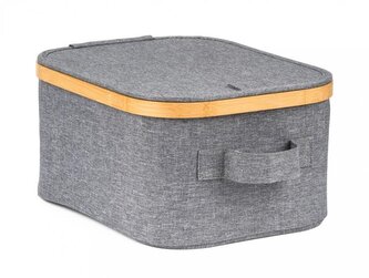 Úložný box G21 24 x 30 x 15 cm, bambusový s víkem, šedý