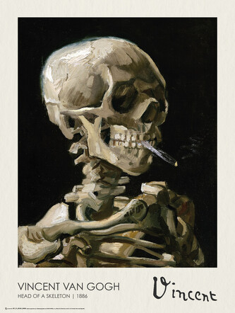 Plakát, Obraz - Head of A Skeleton, Vincent van Gogh, 45 × 60 cm