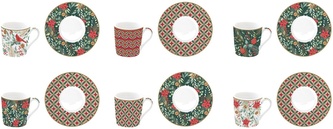 Porcelánové šálky a podšálky na kávu Christmas Joy