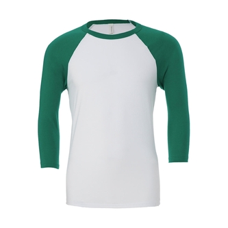 Tričko Bella Triblend Baseball 3/4 - bílé-zelené, XXL