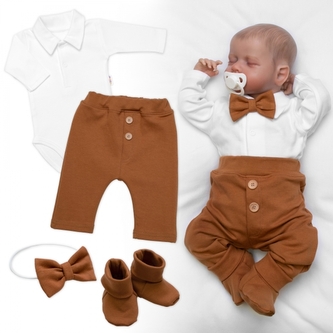 4D sada pro chlapečky Baby Elegán - karamelová, vel. 68; 68 (3-6m)