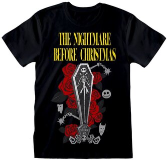 Pánské tričko Disney|Nightmare Before Christmas|Ukradené Vánoce: Jack Coffin (L) černá bavlna