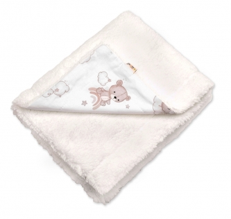 Dětská luxusní oboustranná deka beráenk 90x75 cm, Malý medvídek, bílá, smetanová