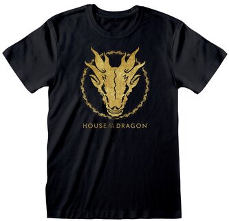 Pánské tričko House of The Dragon: Gold Ink Skull (L) černá bavlna