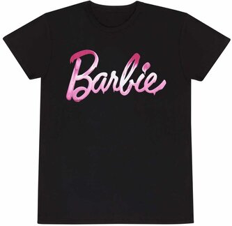 Unisex tričko Barbie: Roztékající Logo (L) černá bavlna