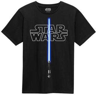 Pánské tričko Star Wars|Hvězdné války: Svítící ve tmě - Světelný meč (2XL) černá bavlna