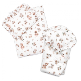 Sada pro panenku 3D, zavinovovačka, peřinka a polštářek, Kačenka, béžová