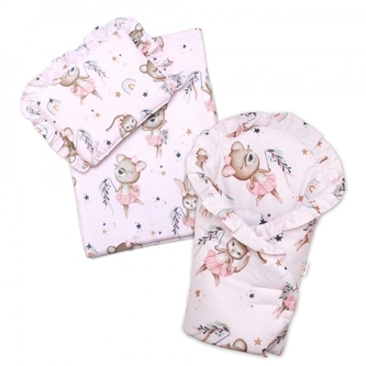 Sada pro panenku 3D, zavinovovačka, peřinka a polštářek, Little Balerína, růžová