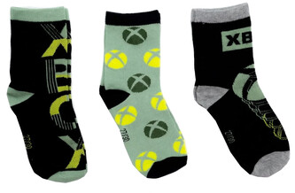 Dětské ponožky Xbox: Ikony a Text set 3 párů (EU 27-30)