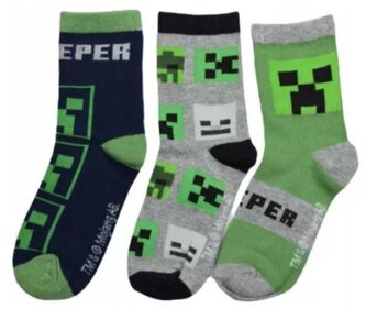 Dětské ponožky Minecraft: Creeper Ikony set 3 párů (EU 27-30)
