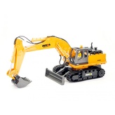 Huina RC pásový bagr s radlicí a kovovou lžící 1:16 Nová verze s majákem a figurkou