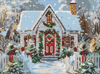 Diamentowa mozaika - Świąteczny dom 30x40cm
