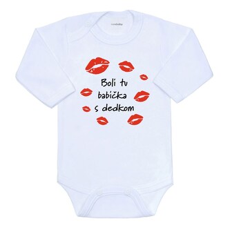 Dětské body s potiskem New Baby Boli tu babička s dedkom - velikost 56 (0-3m)
