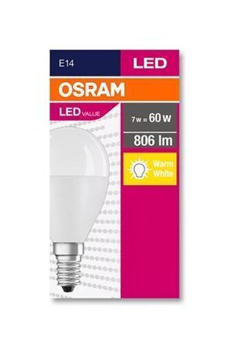 LED žárovka "Value", E14, globe, P45, 8W, 806lm, 2700K (MF), OSRAM 4058075152939