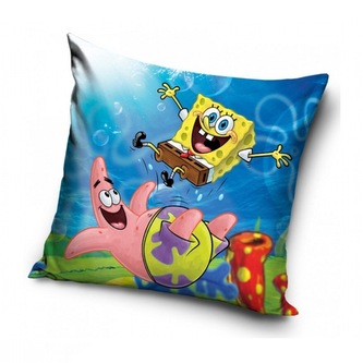 Carbotex Povlak na polštářek Sponge Bob a Patrikova trampolína 40x40 cm