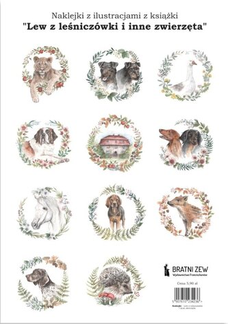 Naklejki ilustracje z książki "Lew z leśniczówki..