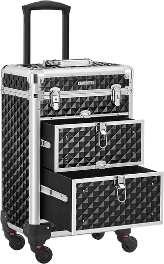 Kosmetický kufřík na kolečkách Trollya černý