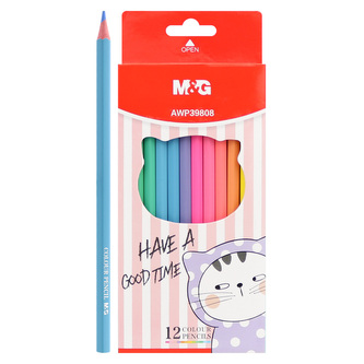 Pastelky šestihranné M&G So Many Cats Pastel - sada 12 ks