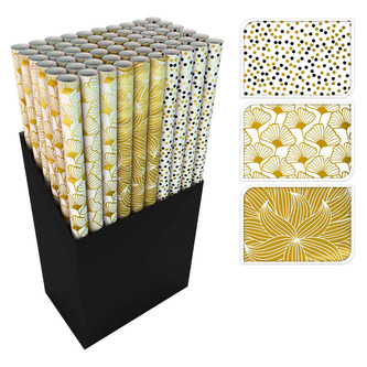 Dárkový balící papír vánoční v roli 70x200 cm (3 motivy) tropical gold