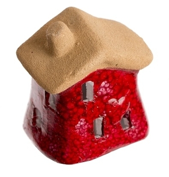 Keramický domek na čajovou svíčku 8 cm červený