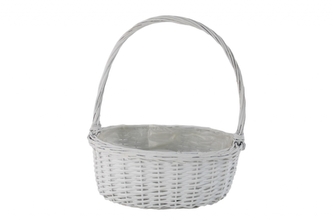 proutěný košík bílý s uchem