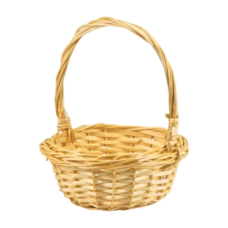 proutěný koš kulatý, přírodní s uchem