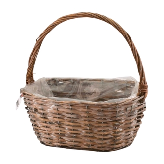 proutěný košík oválný s uchem světle hnědý