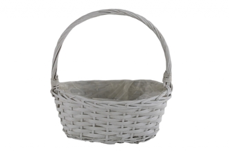 proutěný bílý koš s uchem