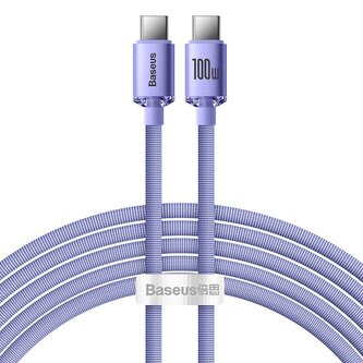 Baseus CAJY000705 Crystal Shine Series Datový Kabel USB-C - USB-C 100W 2m Purple (Pošk. obal)
